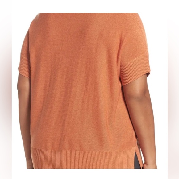 Eileen Fisher Orange Tencel Merino Wool Top 3X Short Sleeve - Picture 2 of 7